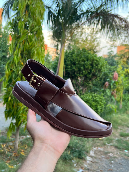 Dark Brown Aura GoGo Sandal By LuxureWear